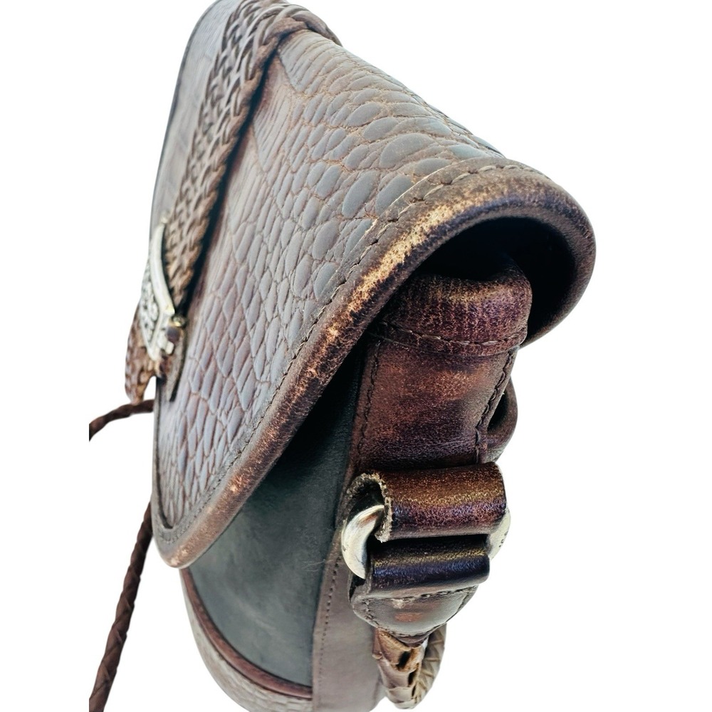 Vintage Brighton Cheryl Crossbody Leather Bag Alligator Embossed Black Brown 90s - Picture 4 of 16